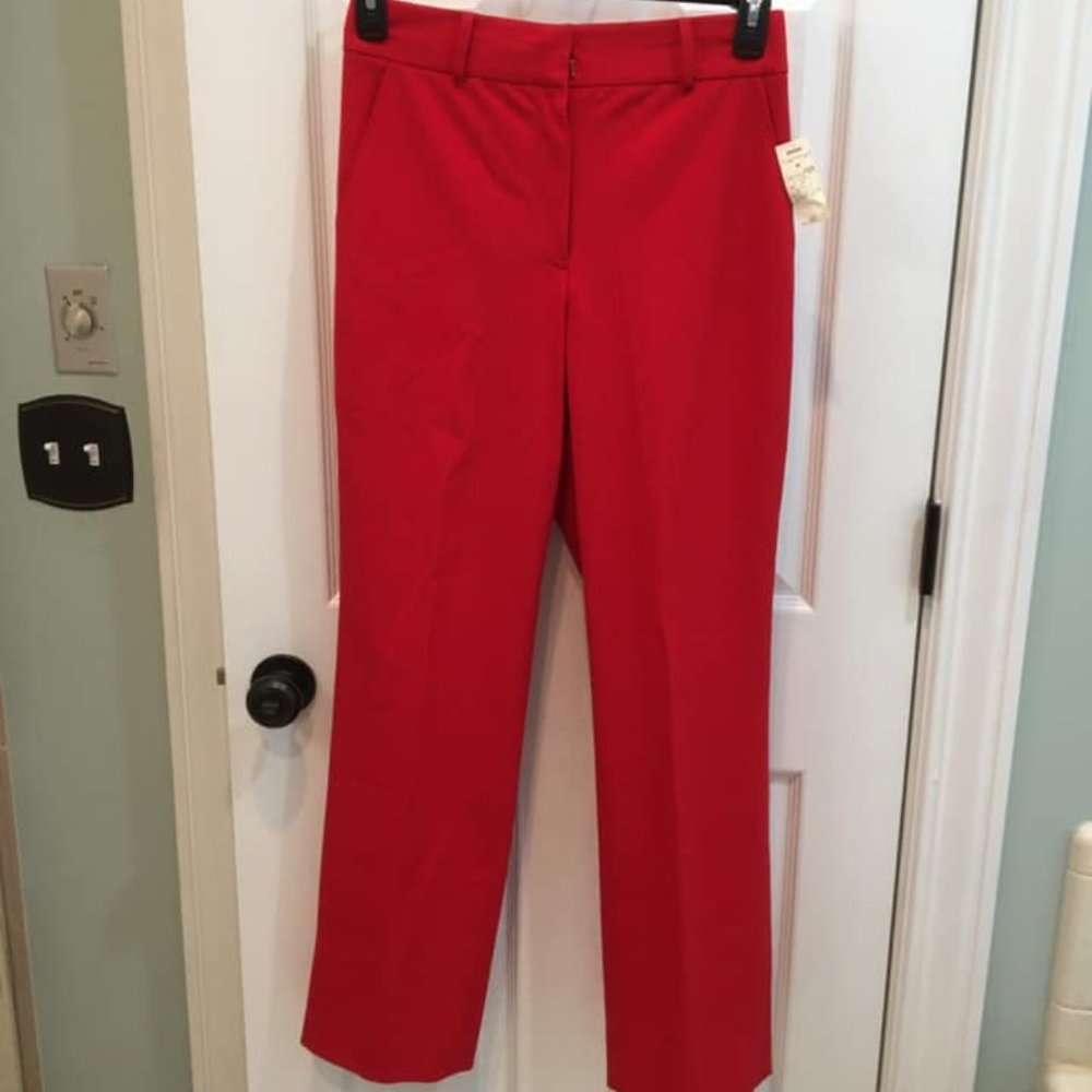 Red Stretch Women's Dress Pants